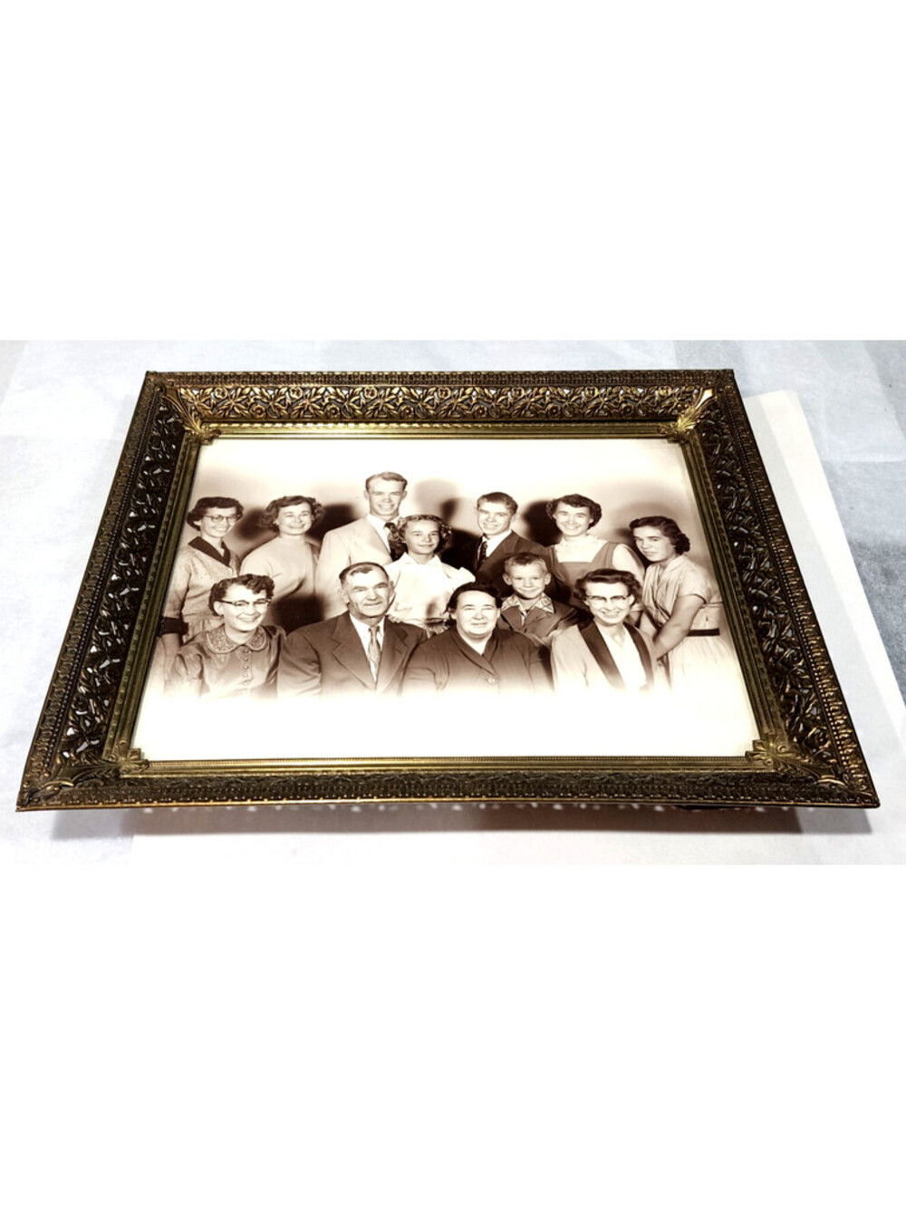 Vintage 1950s Holder Family Portrait Photo Identified Robert Rosa Ornate Frame